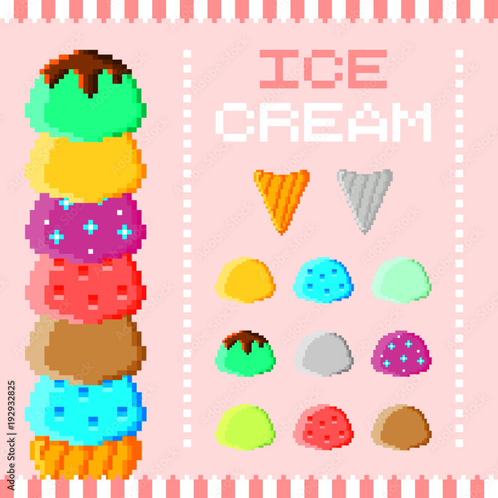Fototapeta premium ice cream vector pixel art