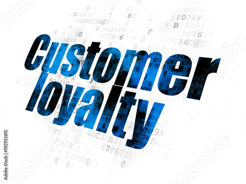 Advertising concept  Pixelated blue text Customer Loyalty on Digital background