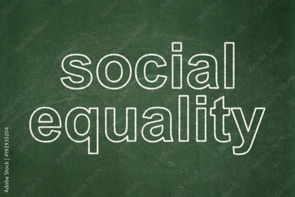 Political concept: text Social Equality on Green chalkboard background Political concept: text Social Equality on Green chalkboard background