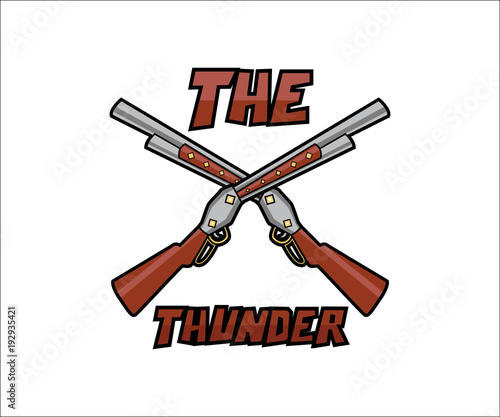 shotgun the thunder cartoon badge logo design
