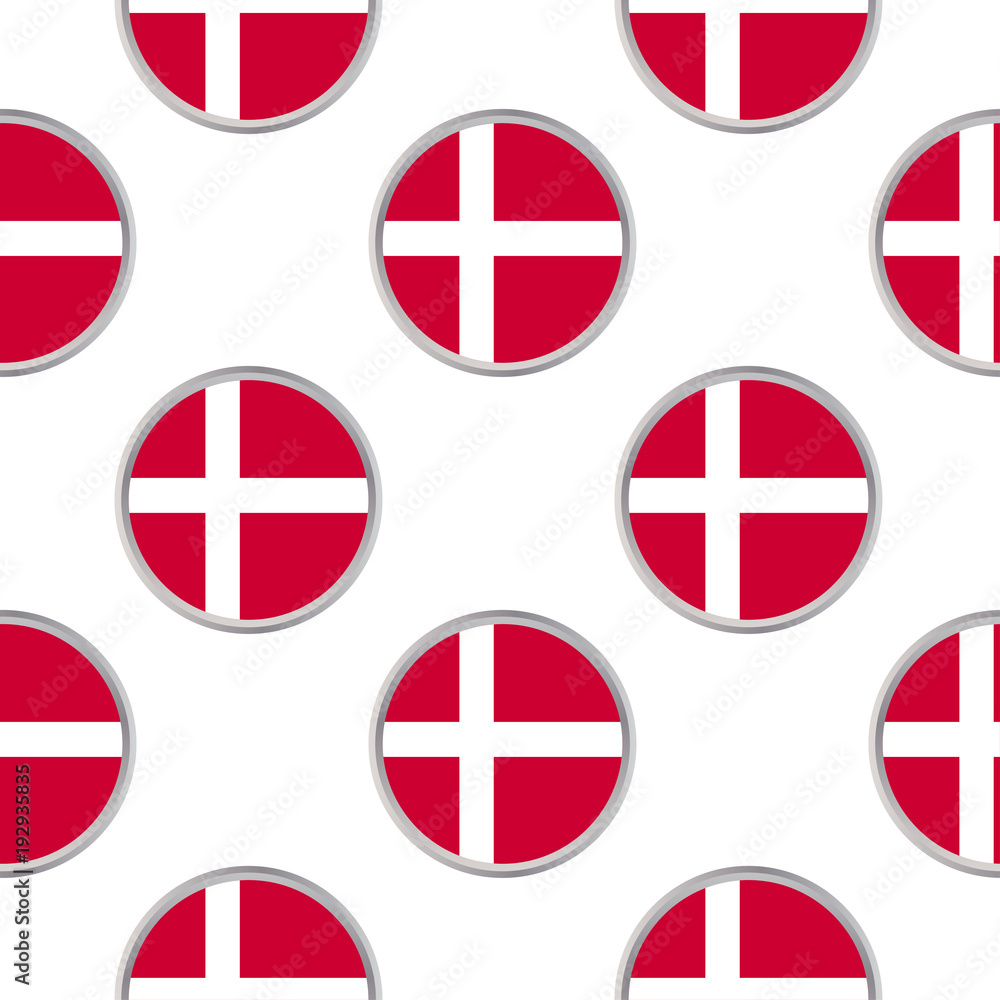 Obraz premium Seamless pattern from the circles with flag of Denmark