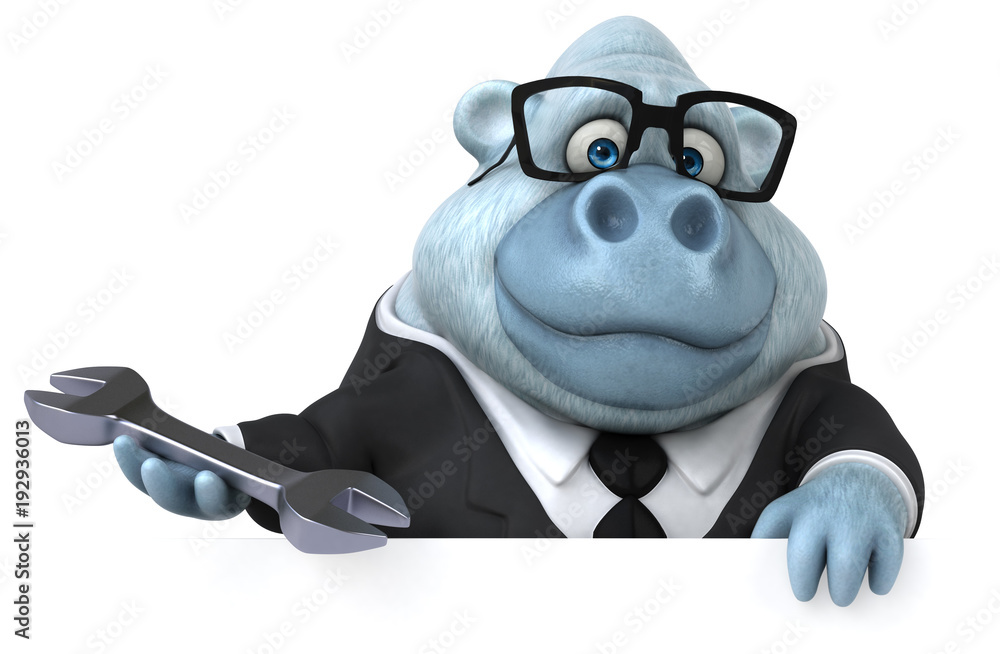 Fun white monkey - 3D Illustration Fun white monkey - 3D Illustration