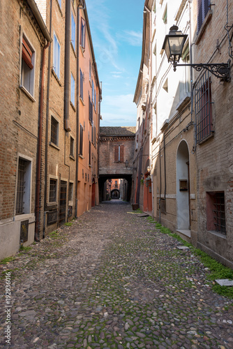Fototapeta Naklejka Na Ścianę i Meble -  Ferrara Italy - The Medieval Via delle Volte (street of the arches) 