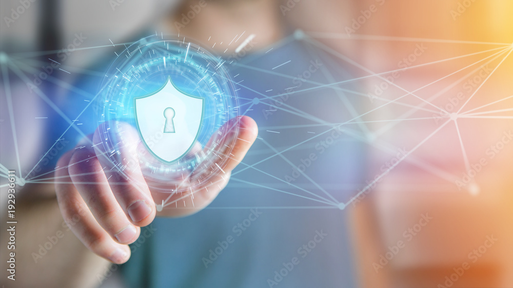 Security protection icon on a futuristic interface Security protection icon on a futuristic interface