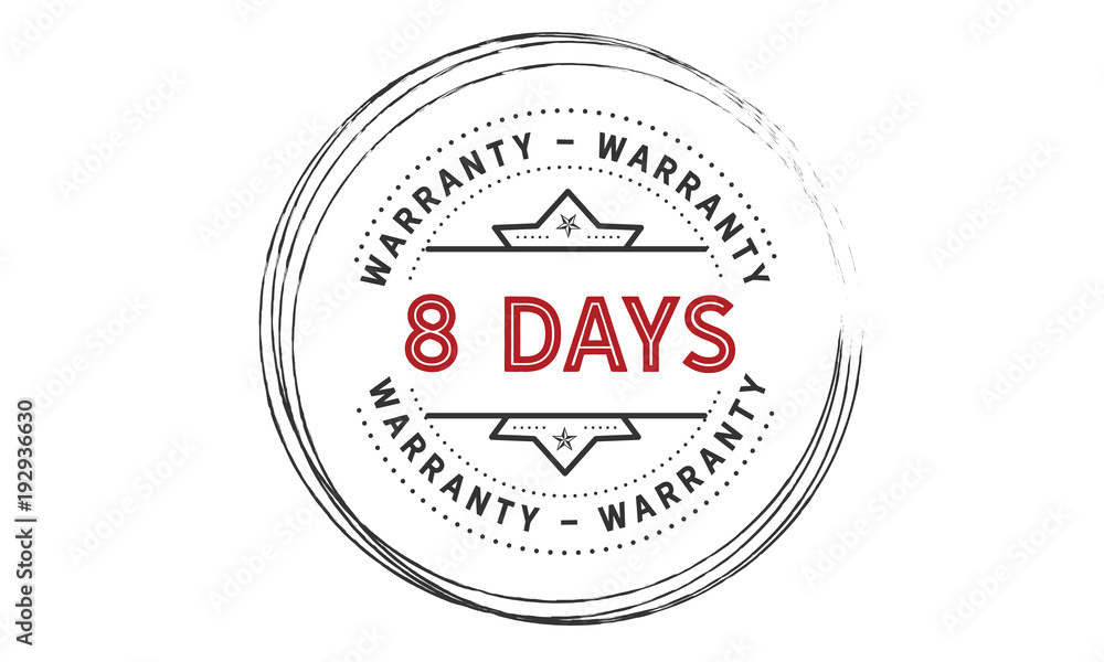 Obraz premium 8 days warranty icon vintage rubber stamp guarantee
