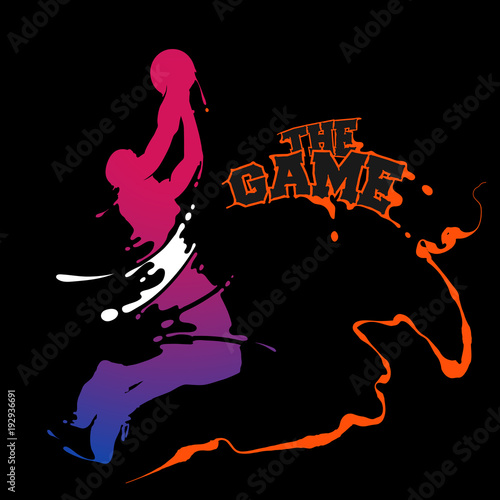 slam dunk silhouette splash basketball player