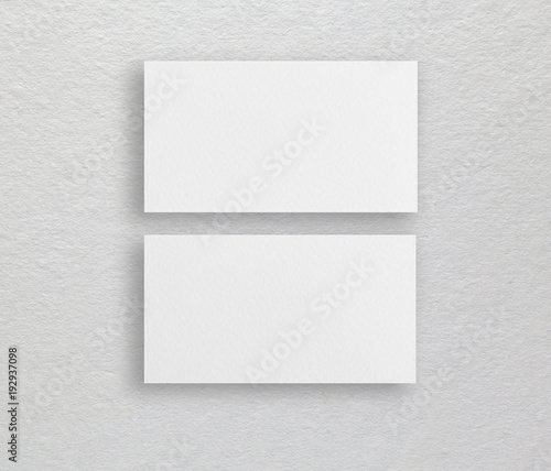 Mockup of white business cards at beige background