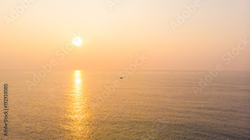 Aerial view sunrise with sea