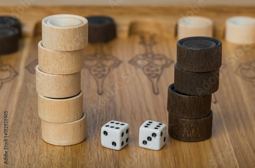 Backgammon playing field and dices