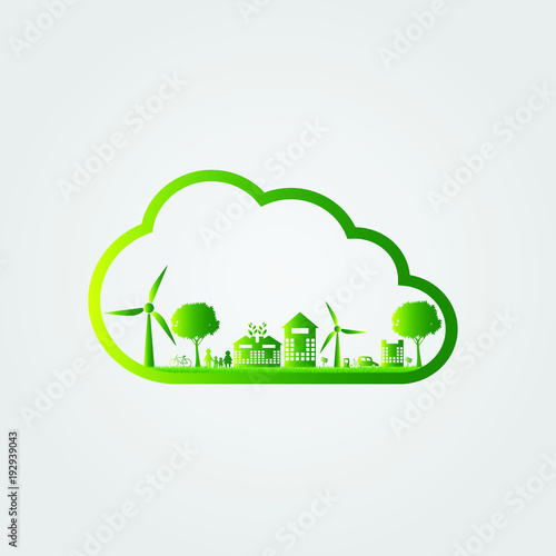 eco-friendly concept ideas,ecology concept cloud background,vector illustration