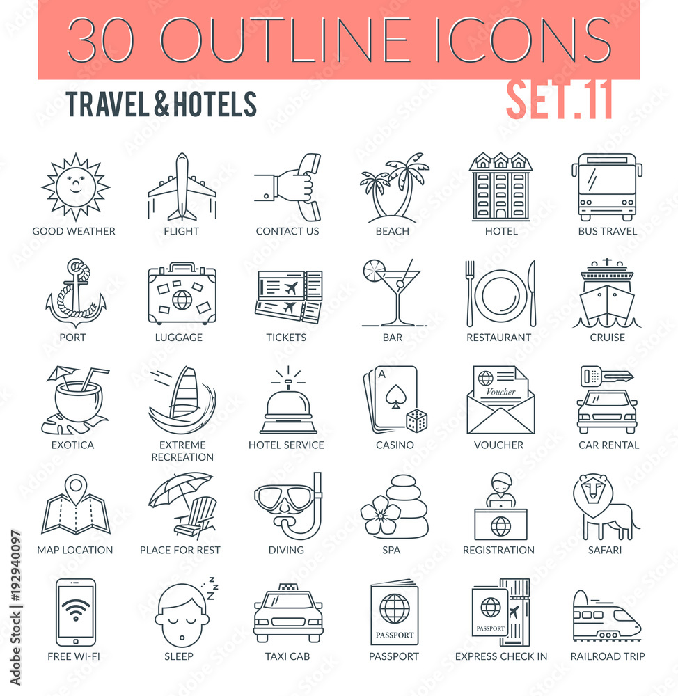 Travel & hotels Icons