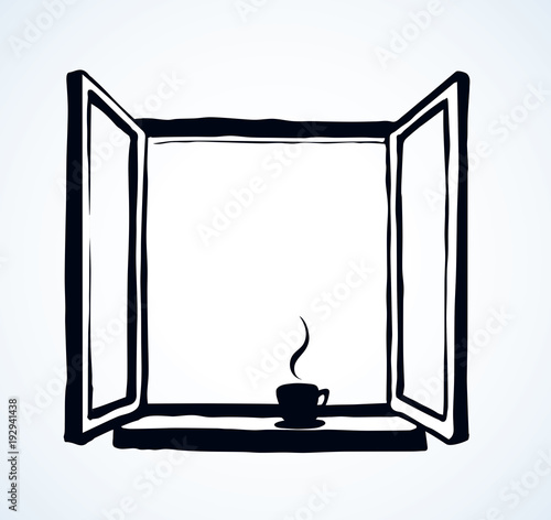 Open window. Vector drawing