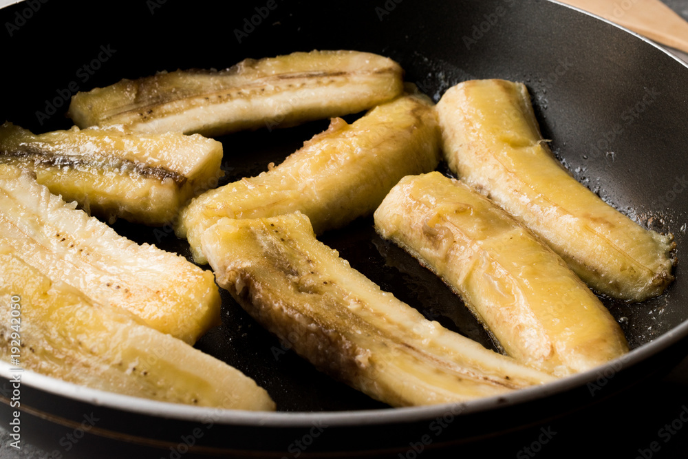 Homemade Sauteed Fried Bananas in Pan Homemade Sauteed Fried Bananas in Pan