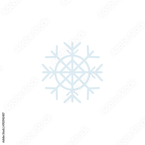 Vector flat winter, christmas new year holiday festive decoration symbol - silver snowflake icon. Isolated illustration on a white background.