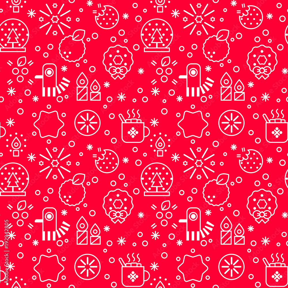 Christmas line icons, seamless pattern background. Christmas and New Years Greeting Card. Vector illustration for postcards, calendars, posters, prints, web, banners. Christmas line icons, seamless pattern background. Christmas and New Years Greeting Card. Vector illustration for postcards, calendars, posters, prints, web, banners.