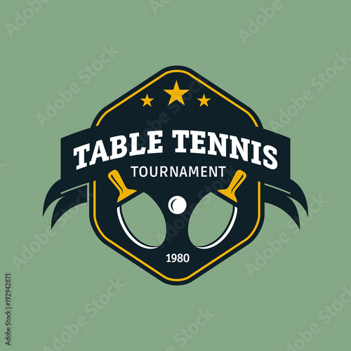 Vintage color table tennis logo. Ping pong championship label or badge.