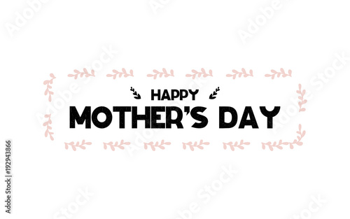 Card with lettering happy mothers day. Vector illustration in scandinavian style