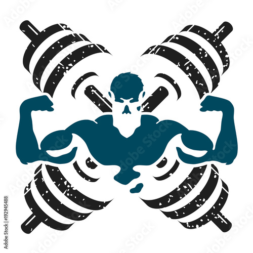 Dumbbells and athlete