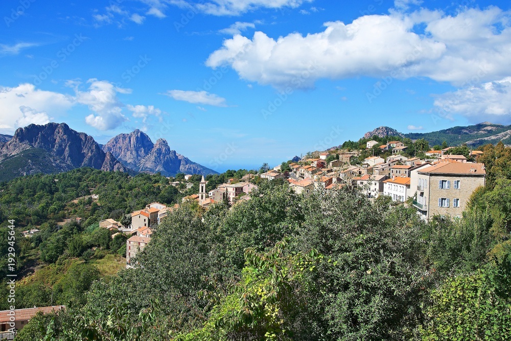 Corsica-view on the village Evisa