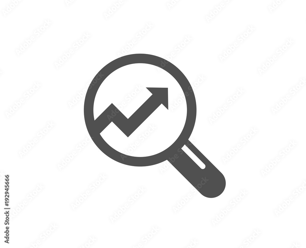Chart simple icon. Report graph or Sales growth sign in Magnifying glass. Analysis and Statistics data symbol. Quality design elements. Classic style. Vector Chart simple icon. Report graph or Sales growth sign in Magnifying glass. Analysis and Statistics data symbol. Quality design elements. Classic style. Vector