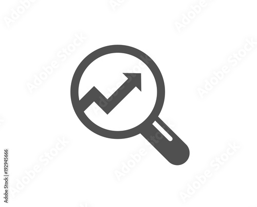 Chart simple icon. Report graph or Sales growth sign in Magnifying glass. Analysis and Statistics data symbol. Quality design elements. Classic style. Vector