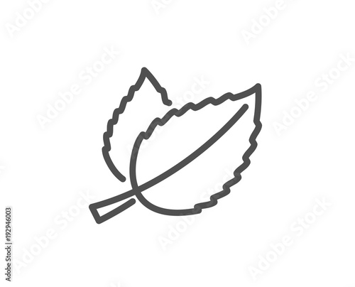 Mint leaves line icon. Herbal leaf sign. Tea with Mentha symbol. Quality design element. Editable stroke. Vector