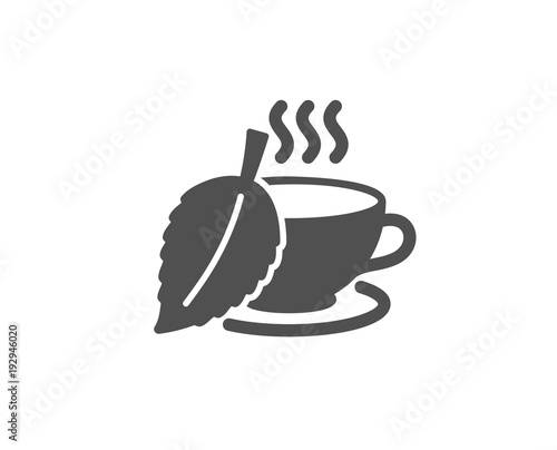 Mint Tea simple icon. Fresh herbal beverage sign. Cup of drink symbol. Quality design elements. Classic style. Vector