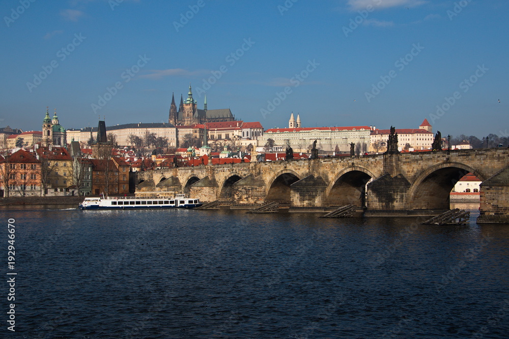 View of the Prague Castle and Charles Bridge
