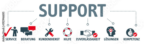 Banner support vektor illustration mit icons