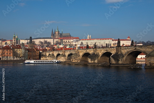 View of the Prague Castle and Charles Bridge 
