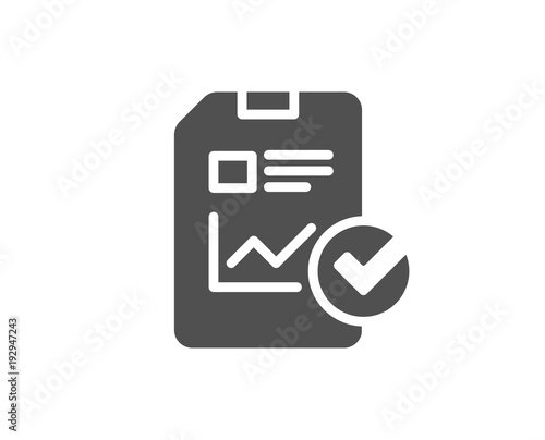 Report document simple icon. Analysis Chart or Sales growth report sign. Statistics data or Checklist symbol. Quality design elements. Classic style. Vector