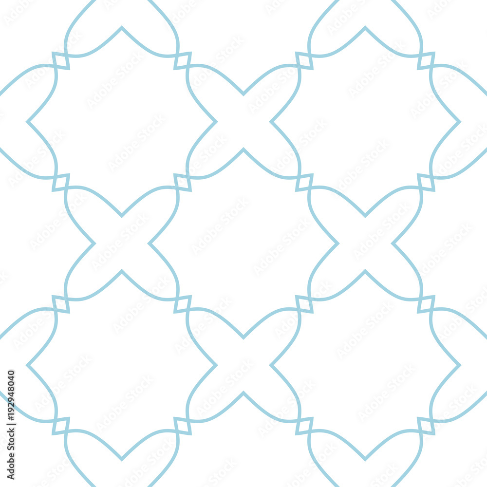 Fototapeta premium White and blue geometric ornament. Seamless pattern