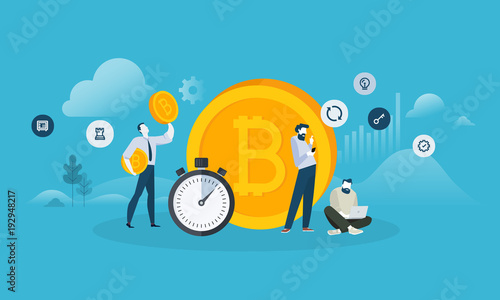 Bitcoin exchange. Flat design style web banner of blockchain technology, bitcoin, altcoins, cryptocurrency mining, finance, digital money market, cryptocoin wallet, crypto exchange. 