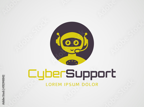 Robotic customer support. Vector logo.