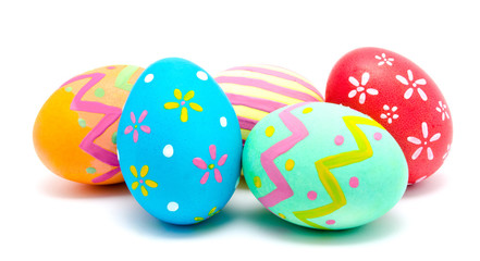 Perfect colorful handmade easter eggs isolated on a white