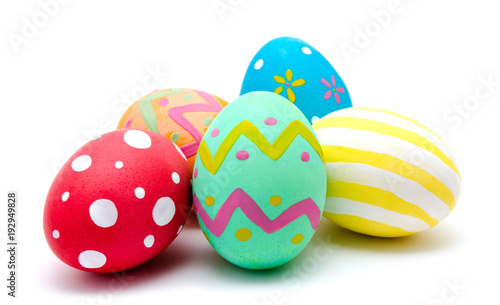 Foto Perfect colorful handmade easter eggs isolated on a white