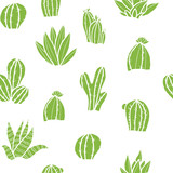 Seamless hipster sketchy vector pattern with cactuses.