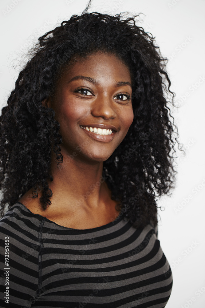 Stunning beauty in grey striped top, portrait Stunning beauty in grey striped top, portrait