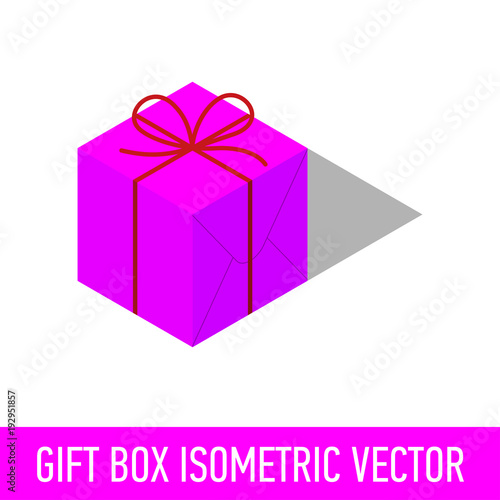Isometric isolated gift present pink box