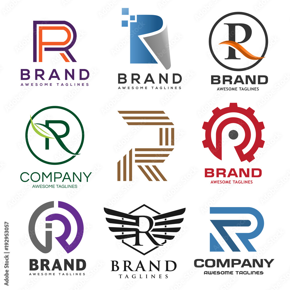 creative letter R logo,best letter R logo design set,  Abstract business logo design template, modern Letter R Logo template editable for your business