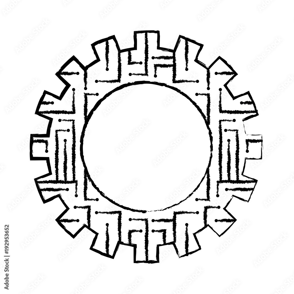Obraz premium gear wheel and circuit board digital technology and engineering digital vector illustration