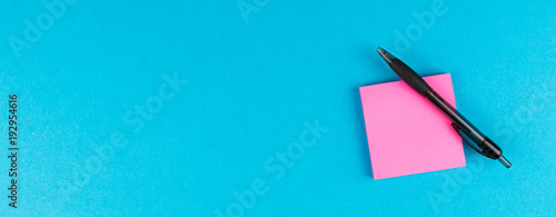 panorma with pen and post it on colorful background