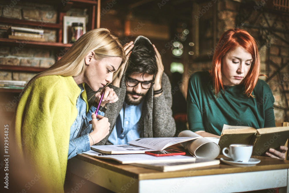 Study is difficult. Young students. Study is difficult. Young students.