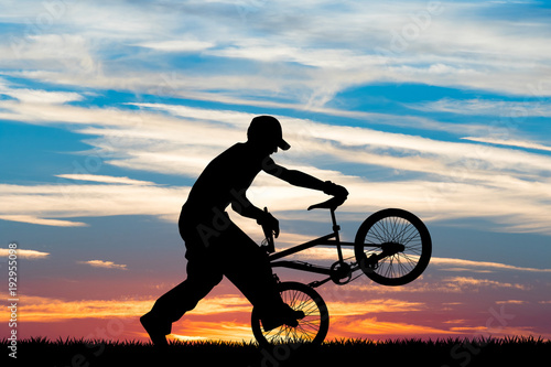 bike trial at sunset