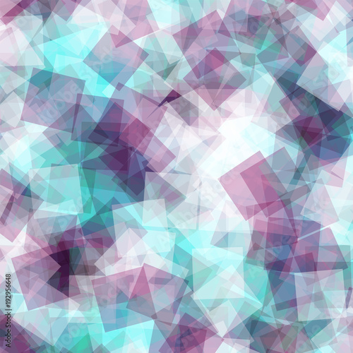 Abstract squares pattern. Light blue geometric background. Exceptional random squares. Geometric chaotic decor. Vector illustration.