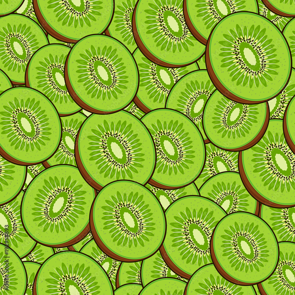 Fototapeta premium Seamless fruit pattern: kiwies.