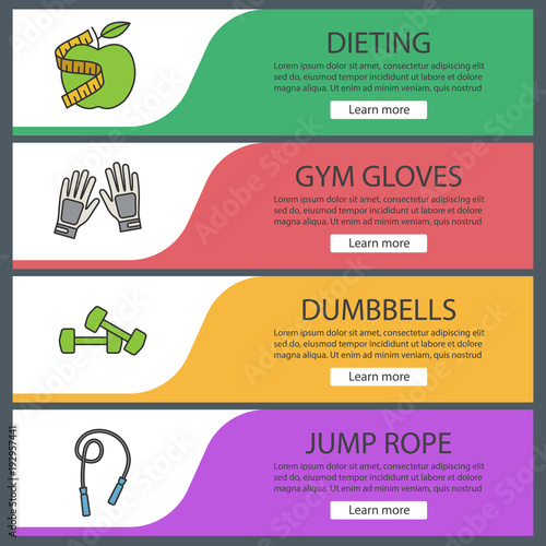 Fitness web banner templates set