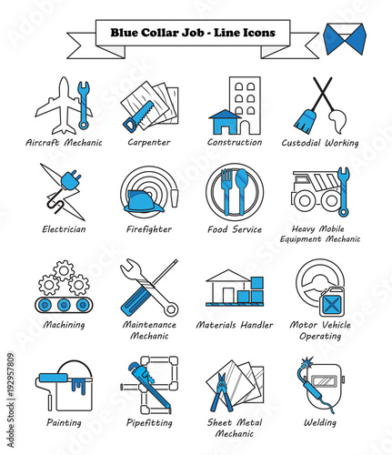 Blue Collar Job - Line Icons