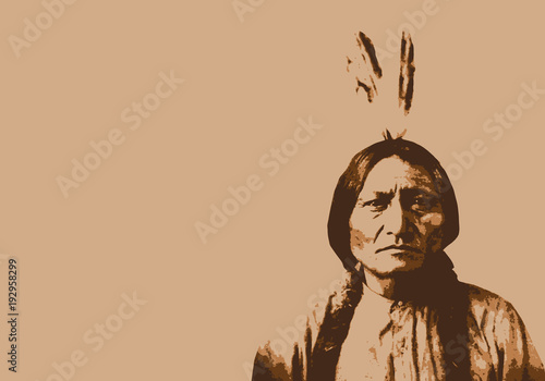Dekoracja na wymiar  sitting-bull-chef-indien-portrait-personnage-cel-bre-amerique-guerrier-sioux