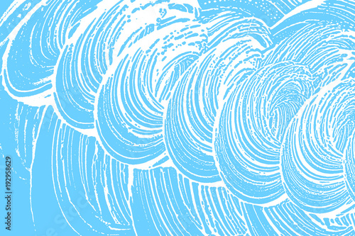 Natural soap texture. Admirable light blue foam trace background. Artistic fabulous soap suds. Cleanliness, cleanness, purity concept. Vector illustration.